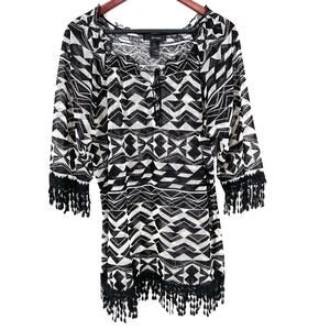 Ali Miles Sz XL Wearable Art to Wear Open Knit Boho Bohemian Blouse Shirt Top